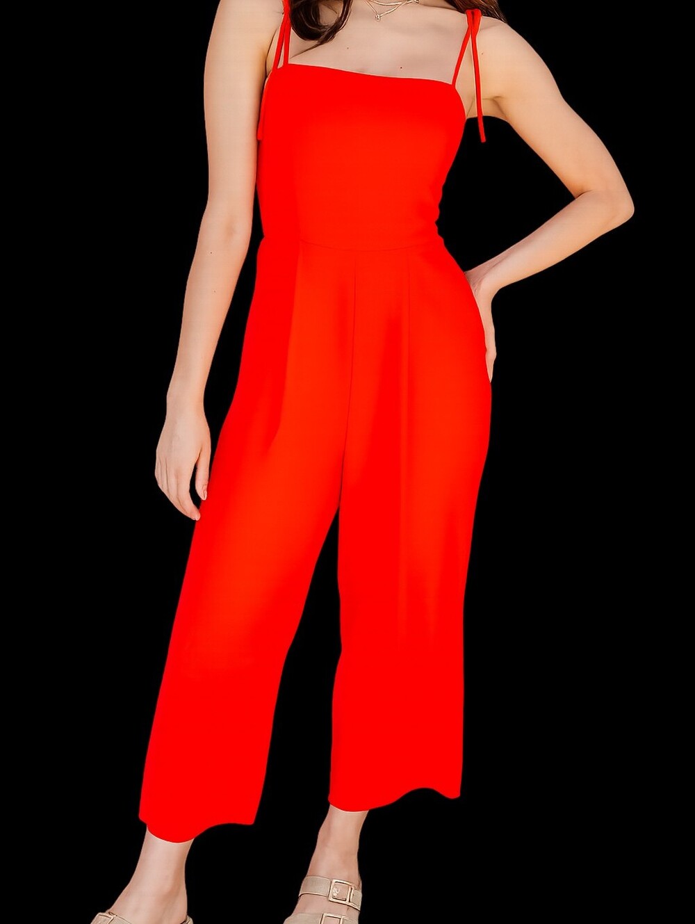 Gilli Red Smocked Bodice Jumpsuit